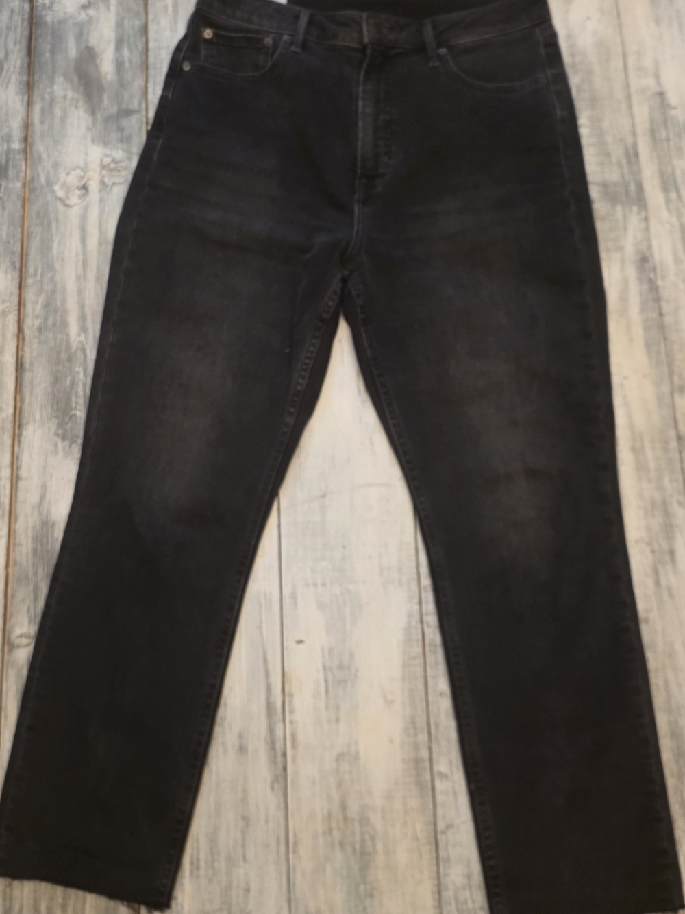 GAP Women's High-Rise Vintage Slim Black Jeans Raw Hem sz 14R